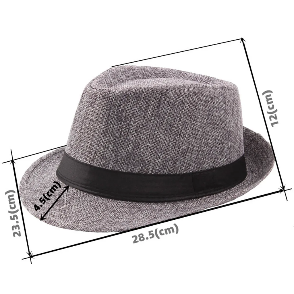 Men Straw Hat Summer Sun Hat Fedoras Jazz Gangster Cap Male Solid Color Unisex Sun Protection Beach Accessories