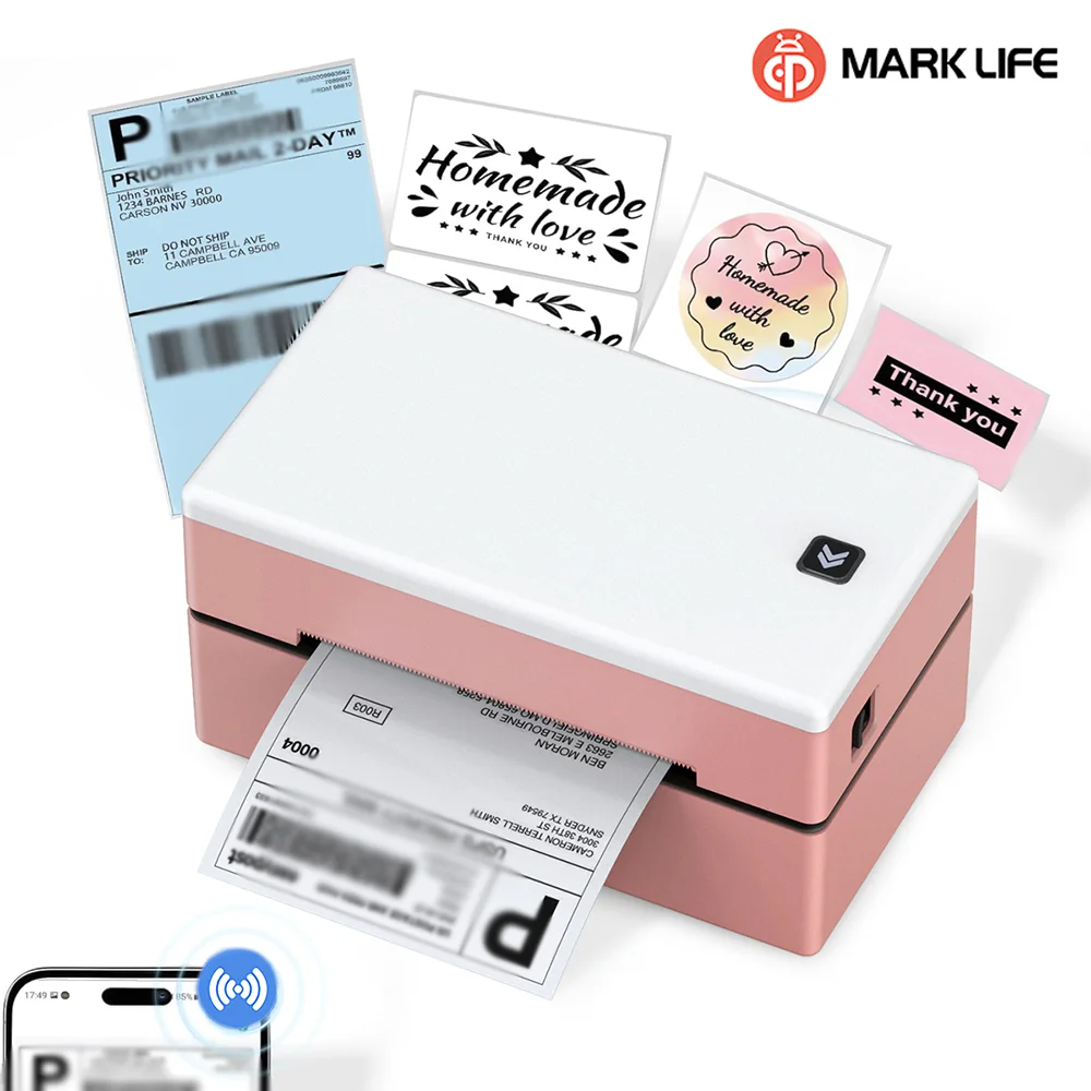 Marklife Thermal Label Printer D200 Mini Protable Bluetooth Inkless 4X6inch Small Shipping Printer For Small business Office