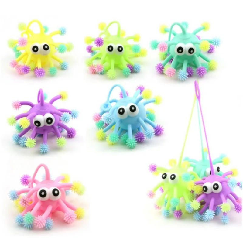 Luminous Plush Ball Plush Squeezing and Decompression Toy Children's Creative Big Eye Dense Hair Elastic Toy Random Eye Styles