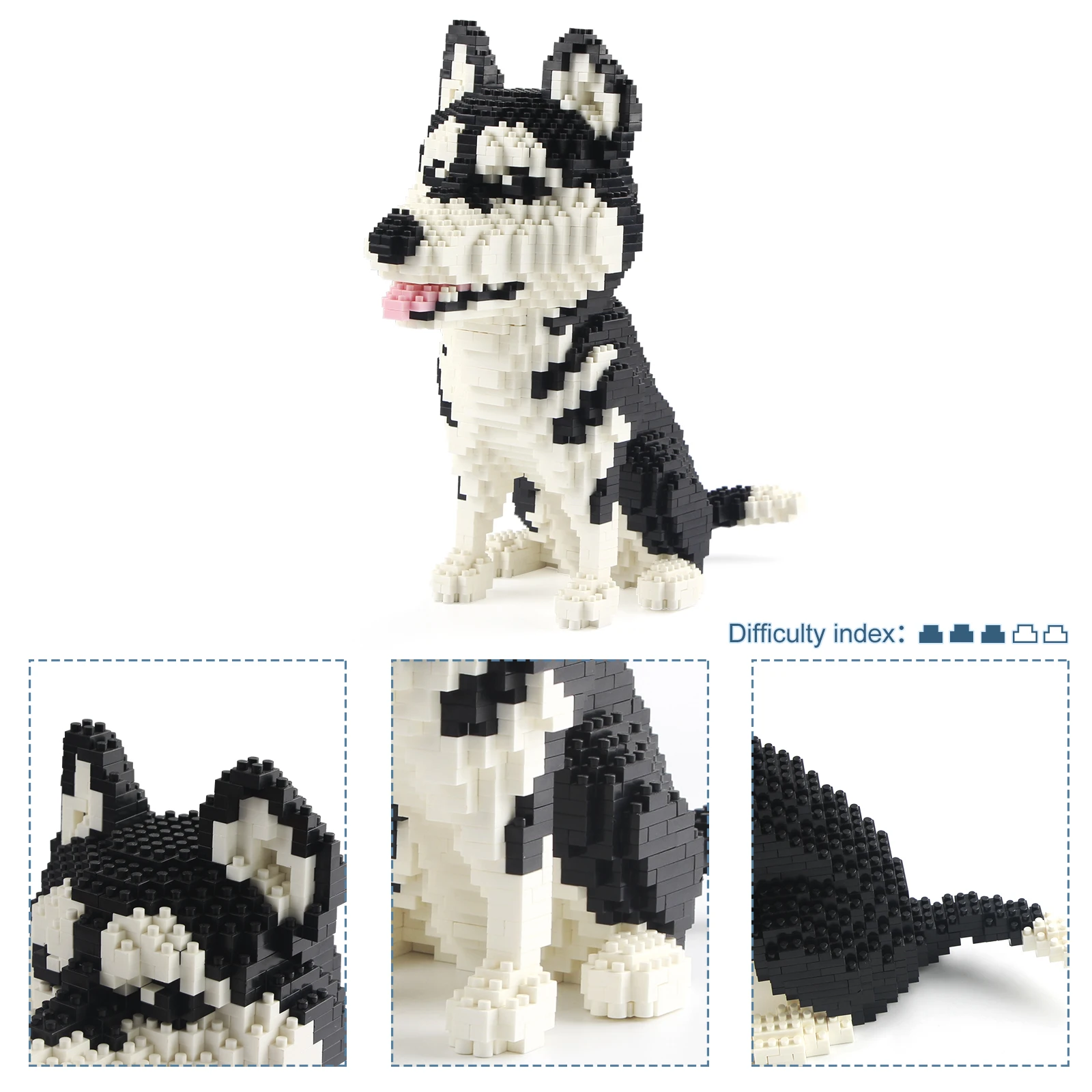 Micro Blocks Mini Animals Classic Pet Siberian Husky Corgi Doberman Model Building Creative Bricks Kids Toys Set Educational Toy