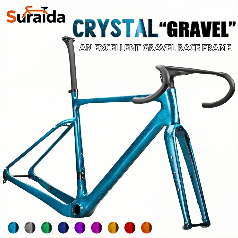 

Suraida NEW Carbon Gravel Bike Frame 700*45C Max Tire Disc Brake Internal Cable Routing All-Road Cyclocross Bikepacking Frameset