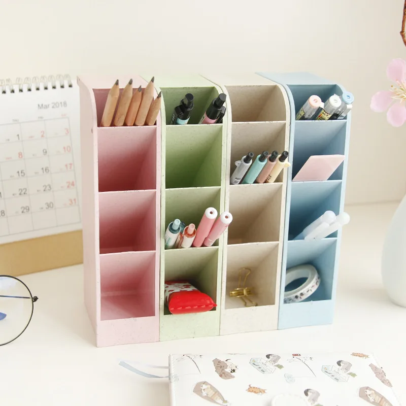 Kawaii Large Capacity Desk Pen Holder Pencil Makeup Storage Box Desktop Organizer Stand Case Office Accessories Stationery store