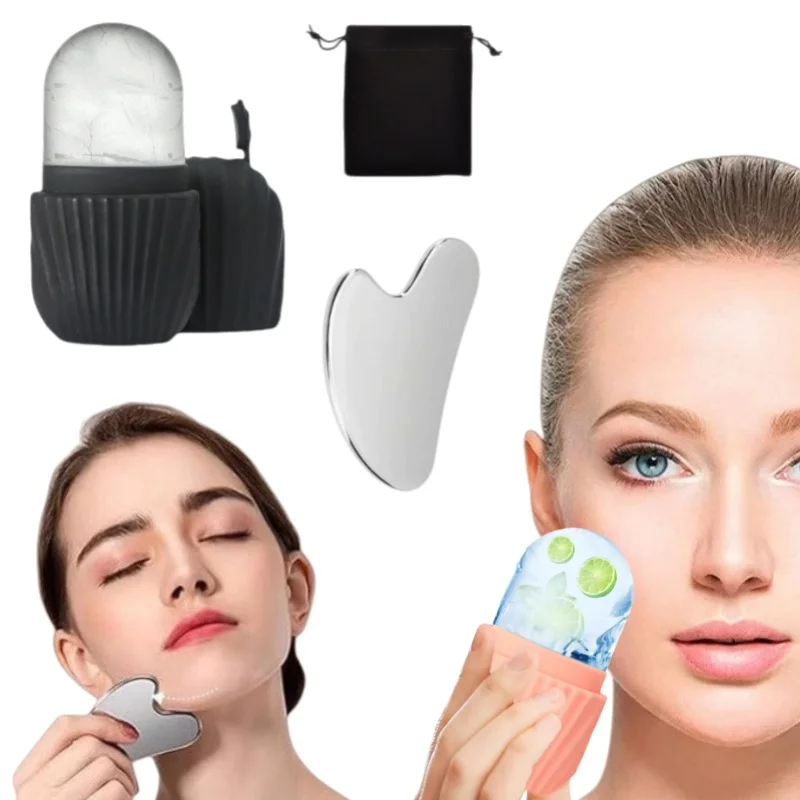 مدلك الوجه الجليد بكرة الوجه الفولاذ المقاوم للصدأ على شكل قلب كشط حقيبة الفانيلا العناية بالبشرة الجمال رفع أدوات الكنتوري #1