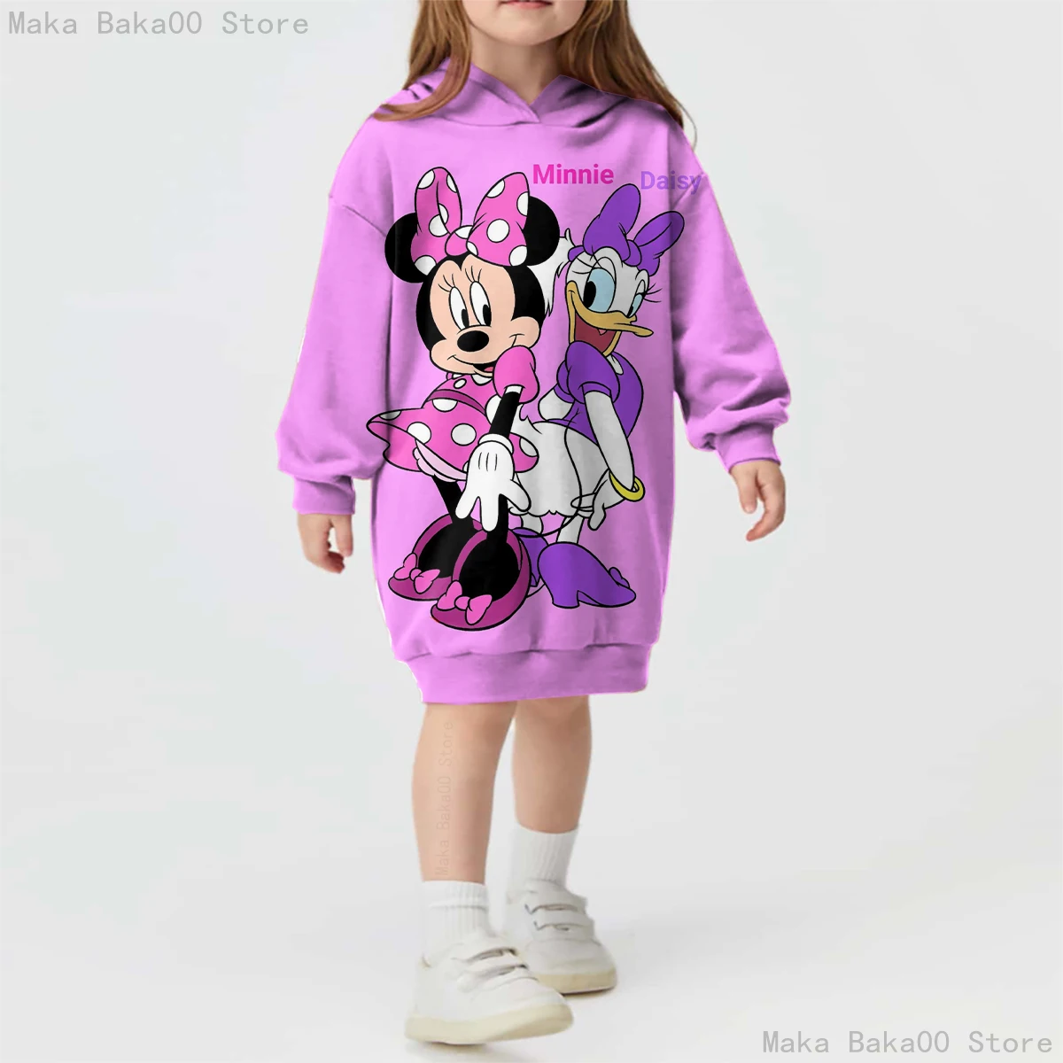 Disney sweatshirt girls long sleeve sweatshirt Donald Duck Daisy casual cartoon long sleeve hooded sweatshirt dress girls dress