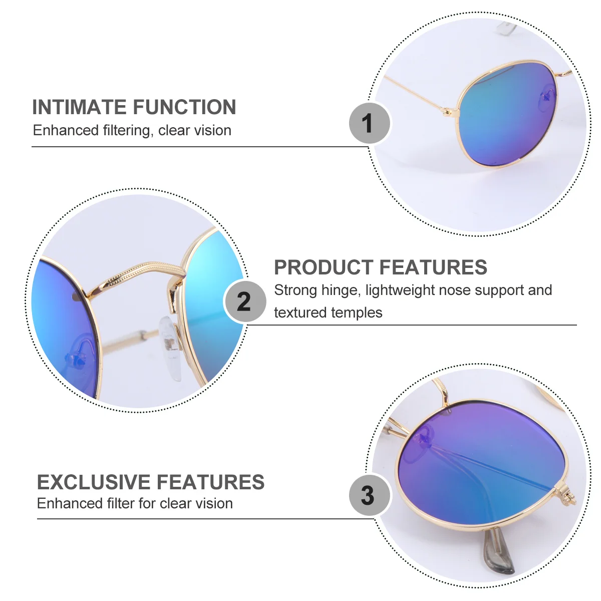 

2pcs Retro Round Frame Sunglasses Colorful Film Lens Durable Outdoor Fashion Eyewear For Beach Metal Sun Glasses