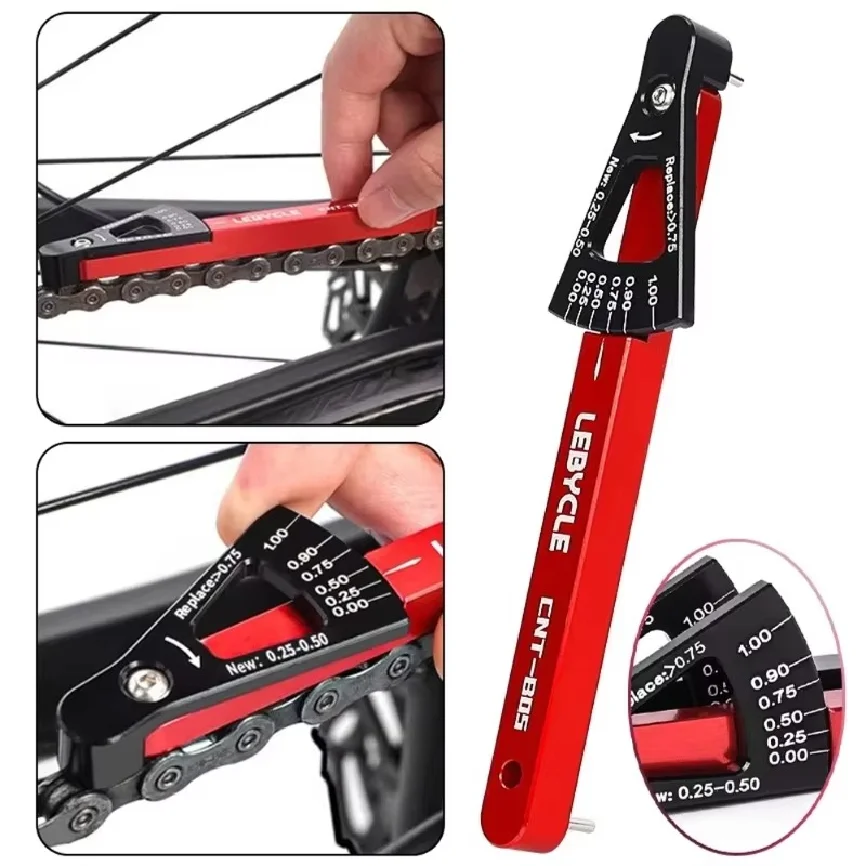 Mountain Bike Chain Measuring Ruler Wear Indicator Road Bike Chain Stretch Detection Caliper Tool Chain Measurer Links Checker