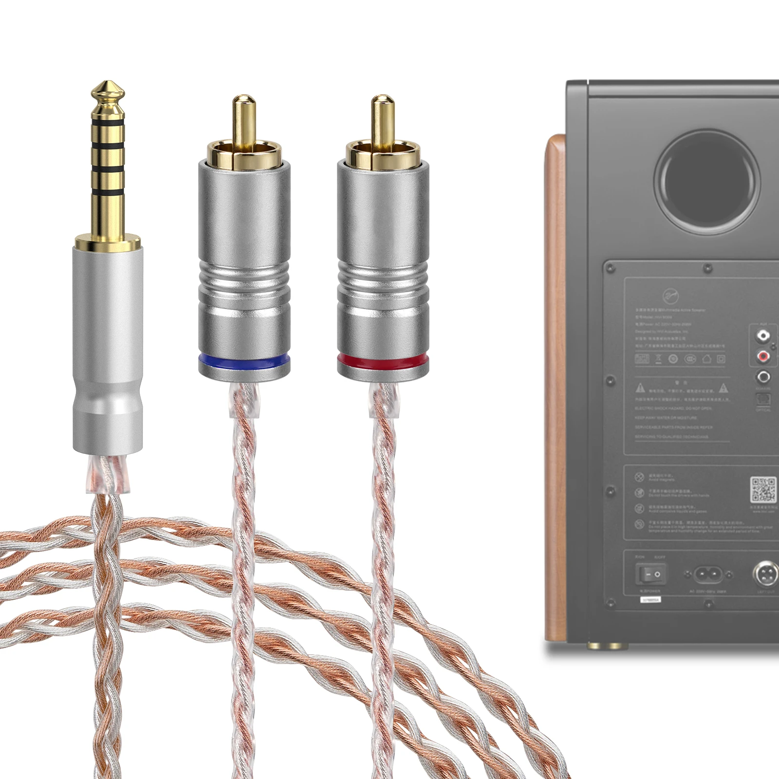Geekria 4.4mm Balanced to Dual RCA Audio Cable, OCC Copper Silver-Plated Upgrade Cord, HiFi Stereo Interconnect for DAC (3.3ft)