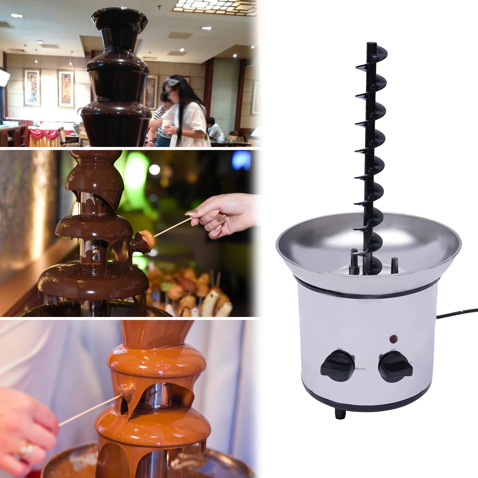 Chocolate Fountain Machine,4 Tier Stainless Luxury Cater Cheese Cascading Fondue