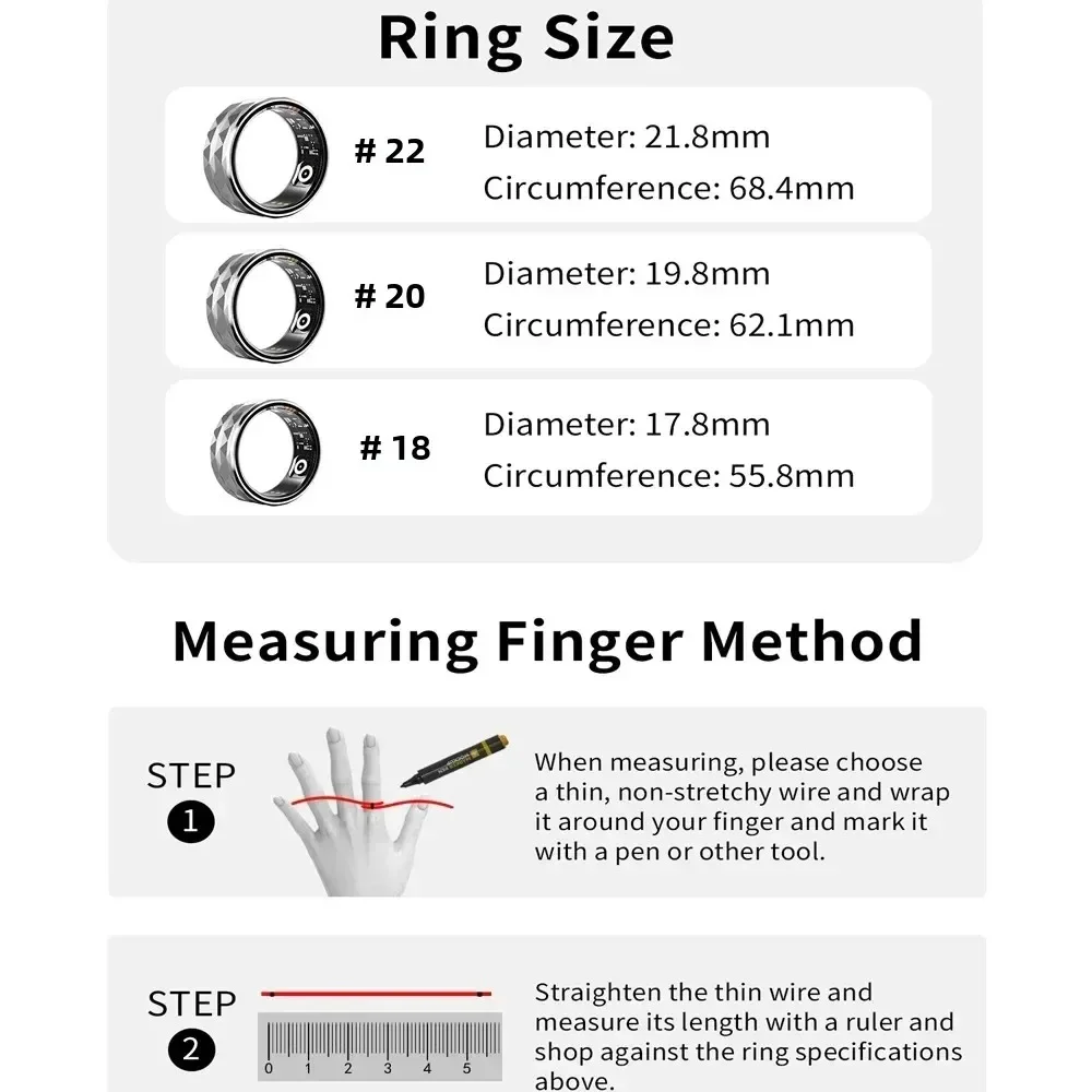 New Women Smart Ring Men Heart Rate Blood Oxygen Health Tracker Ring Exercise Records Calorie Multi Sport Mode Activity Tracker