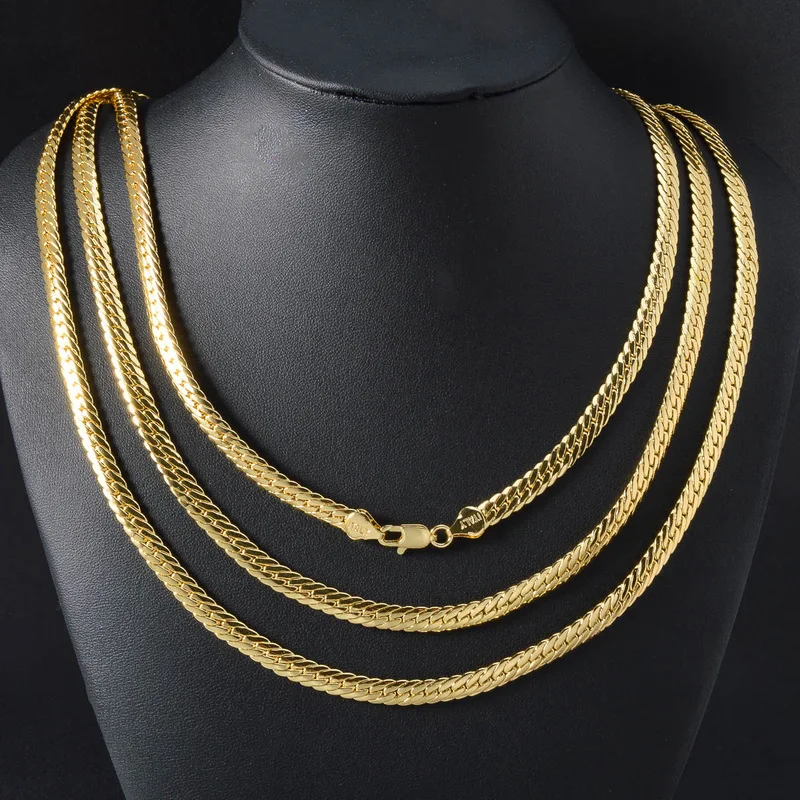 750Copper Buckle Encrypted Round Polished Cuban Chain Copper Necklace, European And American Hip-Hop Twisted Necklace Jewelry