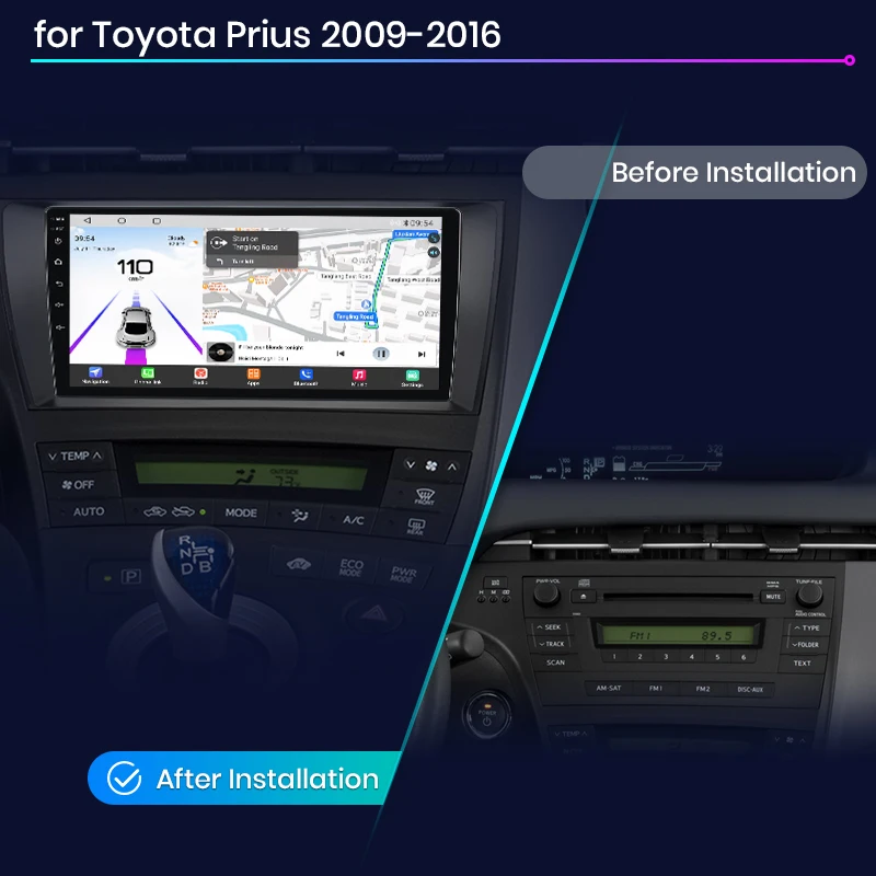 Junsun Android 13 Qualcomm 8 Core Wireless CarPlay for Apple Android Car Radio For Toyota Prius 2009 2010 2011 - 2016 Car Radio