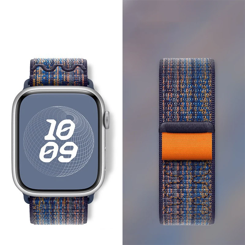 สายไนลอนสำหรับสายคาด Apple Watch 40มม. 44มม. 49มม. 45มม. 41มม. 38มม. 42มม. 44มม. สร้อยข้อมือสำหรับ iWatch Series 9 8 7 6 5 4 3 ULTRA 2 BAND