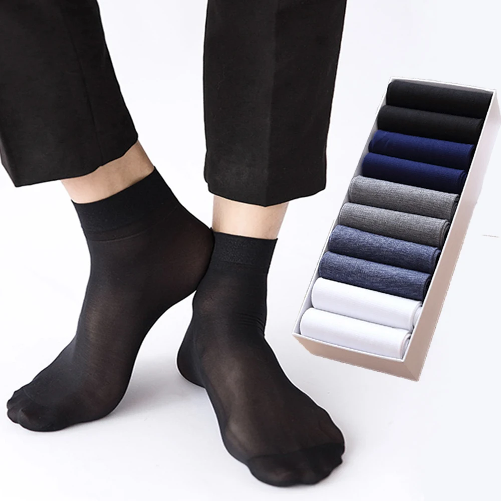 

Fashion Thin Deodorant 10Pairs/Box Summer Business Men's Socks Mercerized Socks Middle Tube Stocking