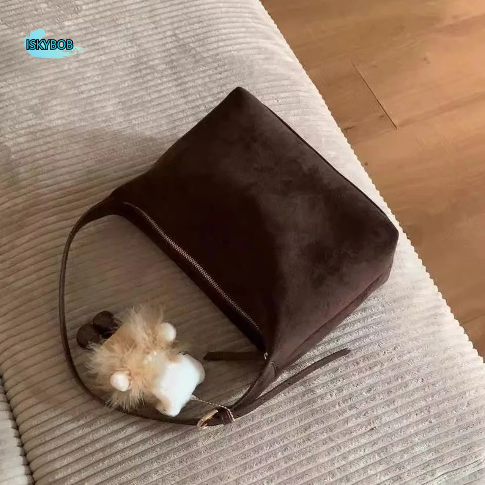 

Trendy Handbag Suede Shoulder Bag Solid Color Large Capacity Ladies Crossbody Bag Fashion Korean Style Tote Bag Girls