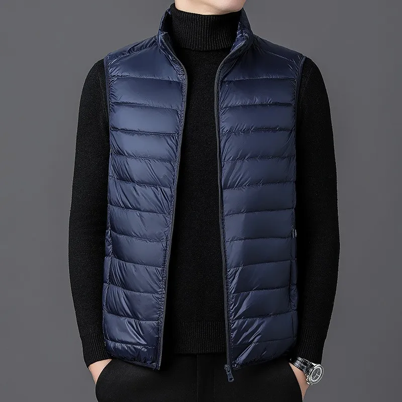2025 New Men' Sleeveless Vest Jackets Winter Fashion Male Cotton-Padded Vest Coats Men Stand Collar Warm Waistcoats Clothing