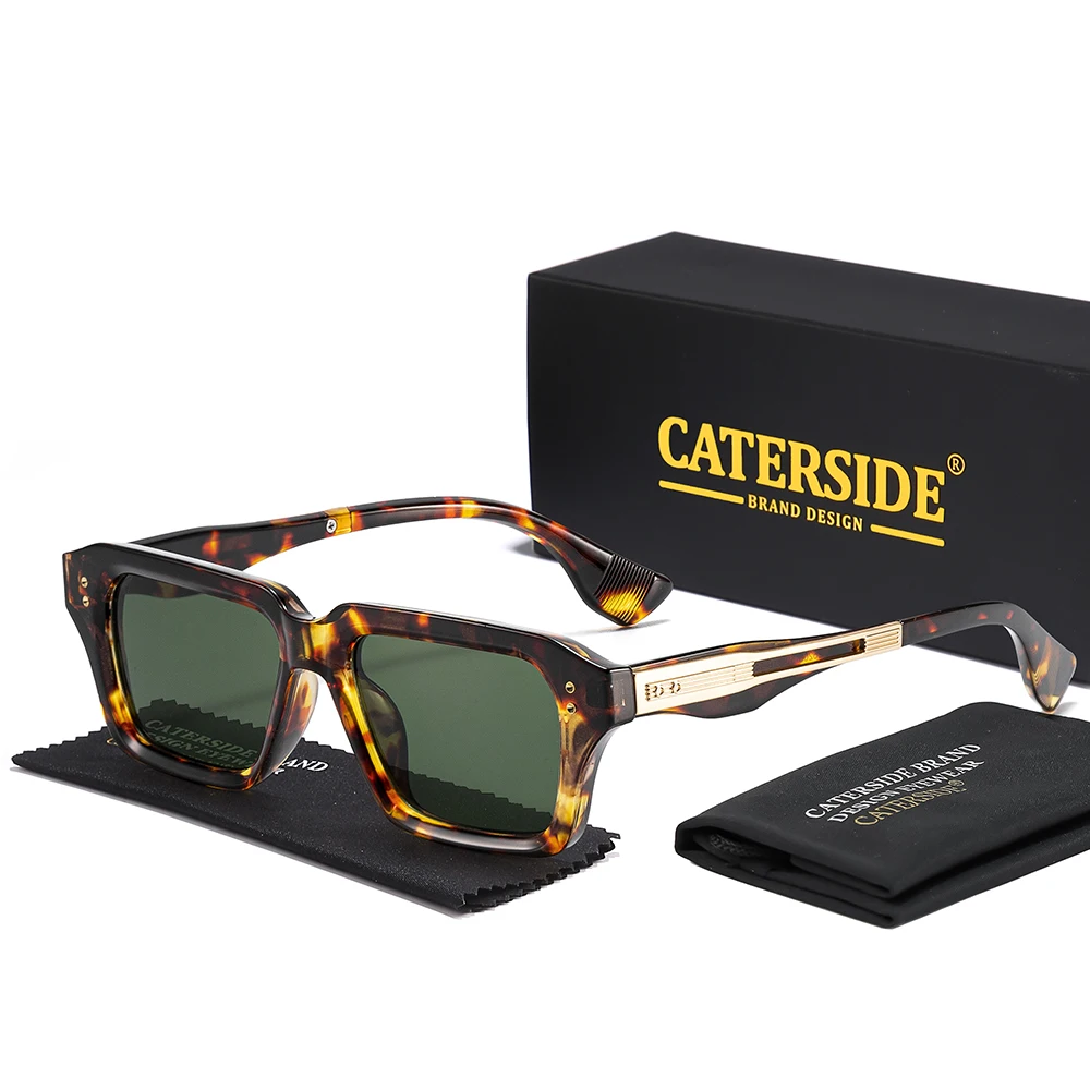 CATERSIDE Retro Quadratische Metall-Sonnenbrille für Männer, Modische Damen-Sonnenbrille, Outdoor-Reise-Fahrbrille, Dekorative Brille, UV400 – Detail 19