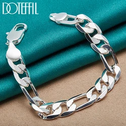 DOTEFFIL – Bracelet en argent Sterling 925 pour hommes et femmes, chaîne latérale de 12mm, breloque de mariage, fiançailles, bijoux à la mode