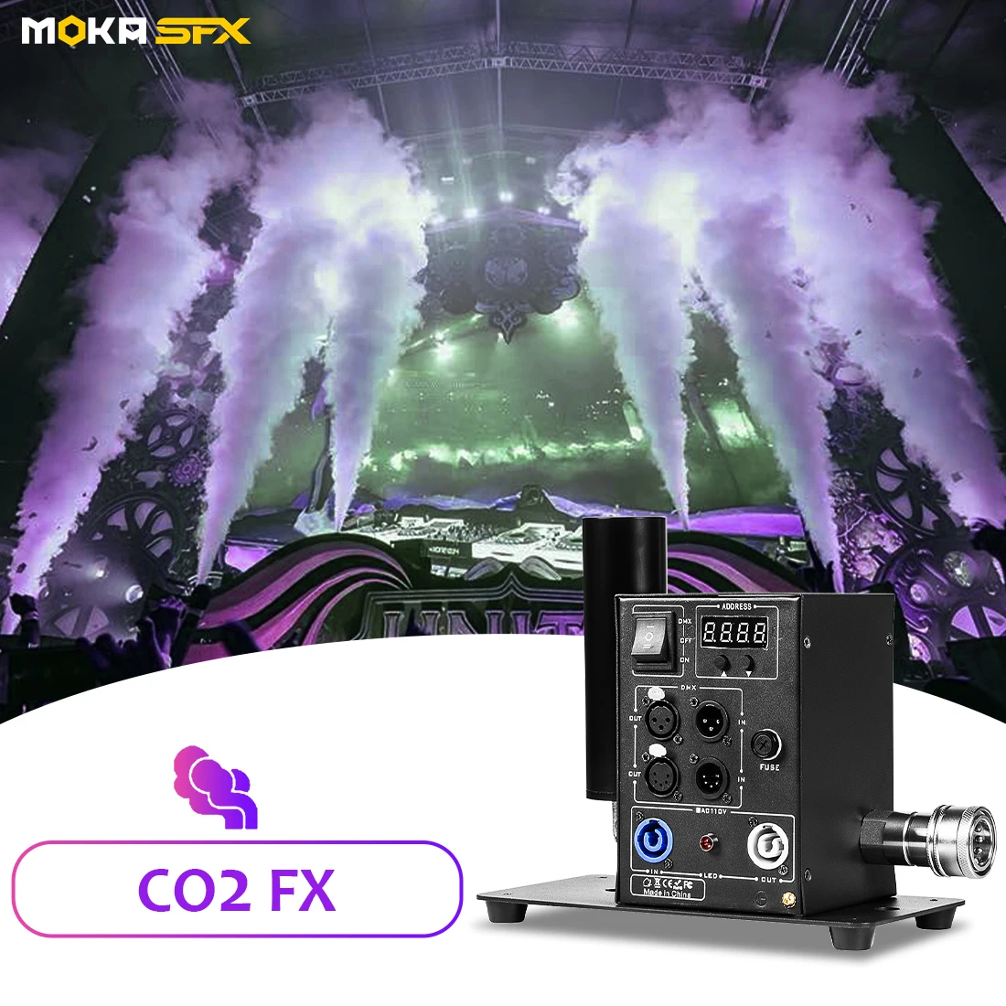 moka digital co2 canhao dmx cryo jet maquina efeitos de palco co2 blaster para boates dj clube 01