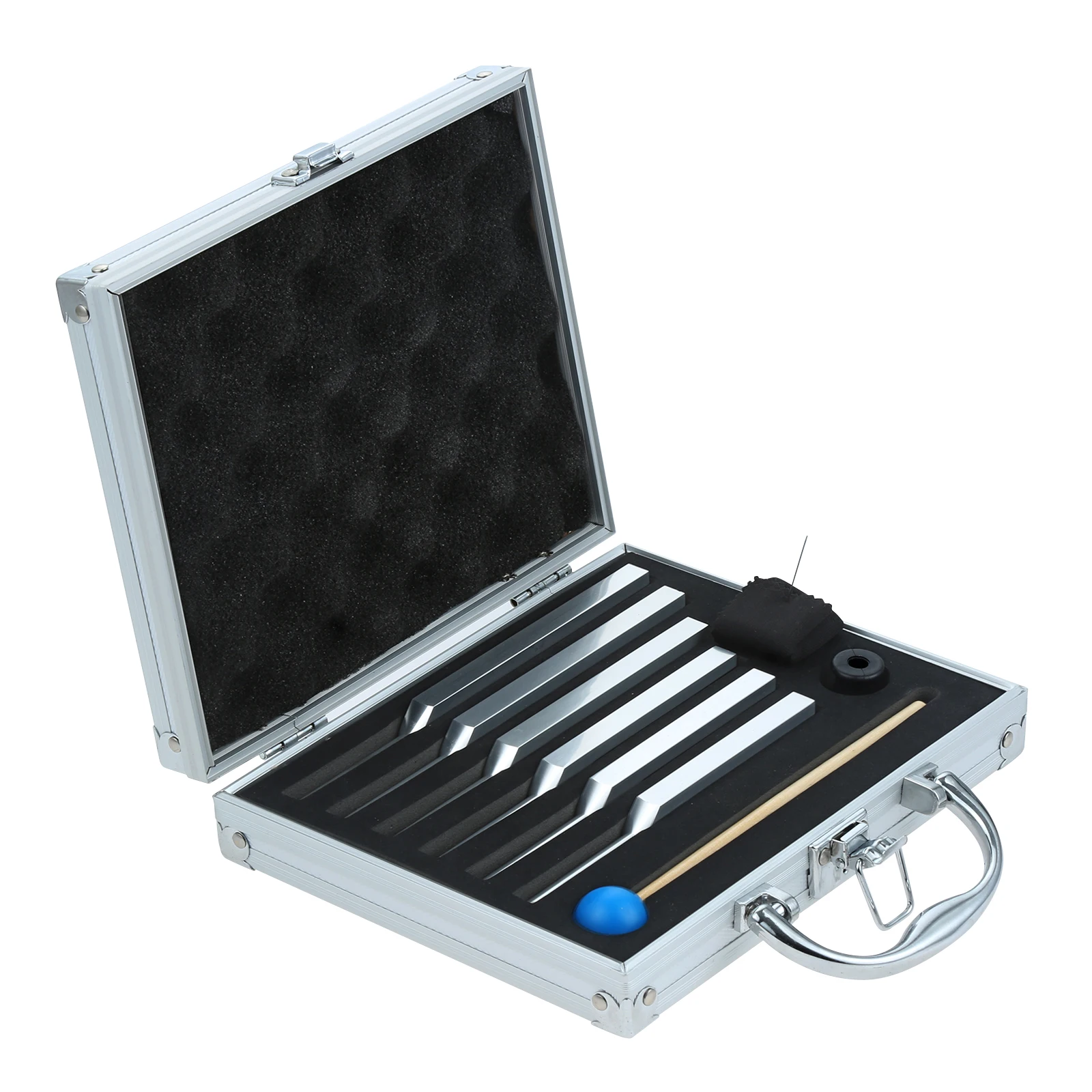 6Pcs Tuning Fork Medical Sound Healing Set(UT 396 Hz, RE 417 Hz, MI 528 Hz, FA 639 HZ, SOL 741 HZ, LA 852 HZ) with Aluminum Box