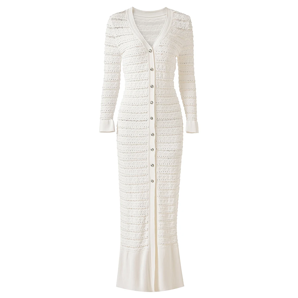 2025 new spring socialite light luxury fashion BlingBling dress knitted skirt