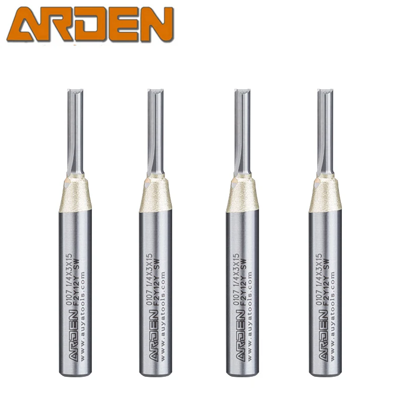 Arden 6.35mm CNC TCT Straight End Mill Woodworking Tool Carbide Cutter 1/4 Shank Router Bit For MDF Plywood Chipboard Slot Drill