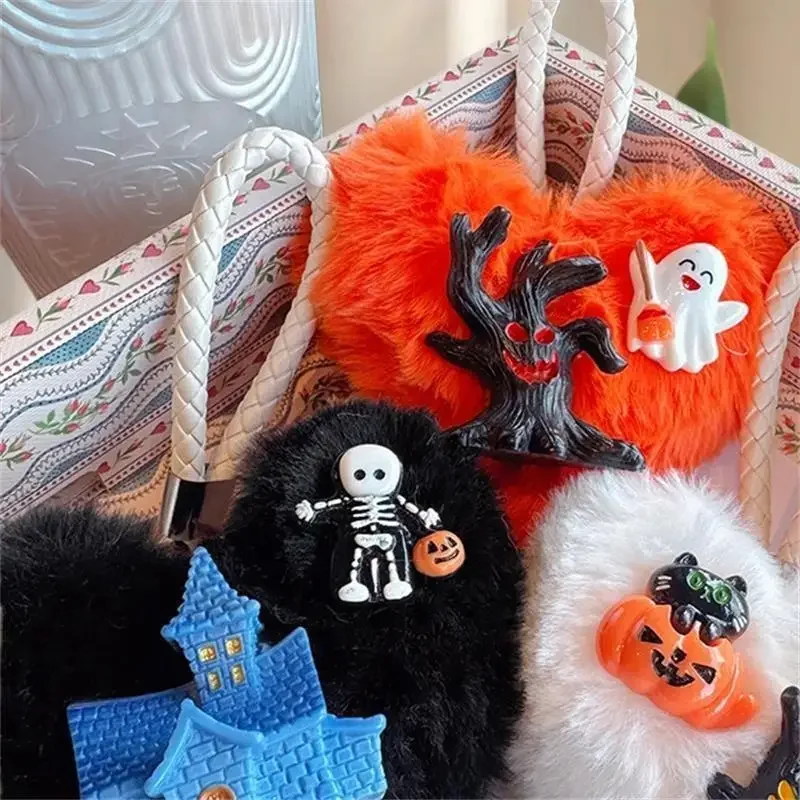 Spooky Heart Stuffed Keyring Lanyard Phone Strap Plush Halloween Bag Ornament Backpack Decoration Girly Gift