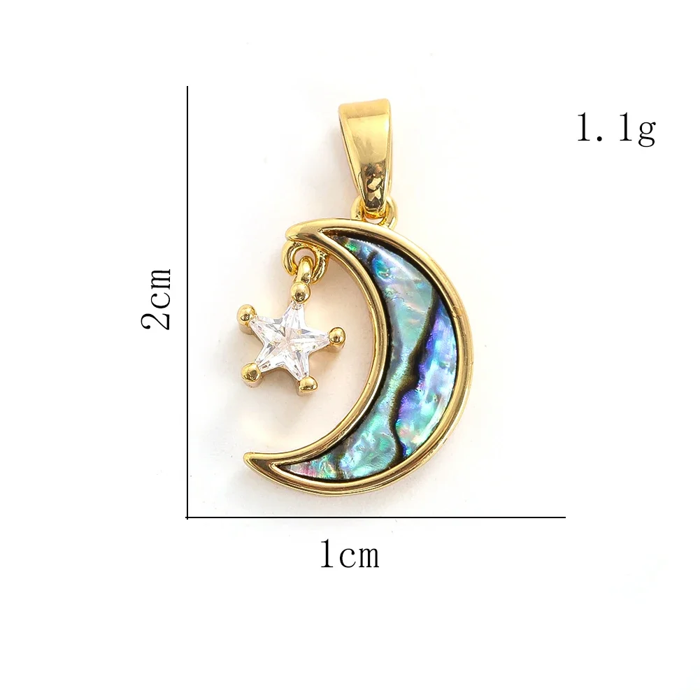 Gold-plated Abalone Shellfish Starry Sky Pattern Moon Pendant Necklace Bracelet DIY Jewelry Accessories Room Decor Aesthetic