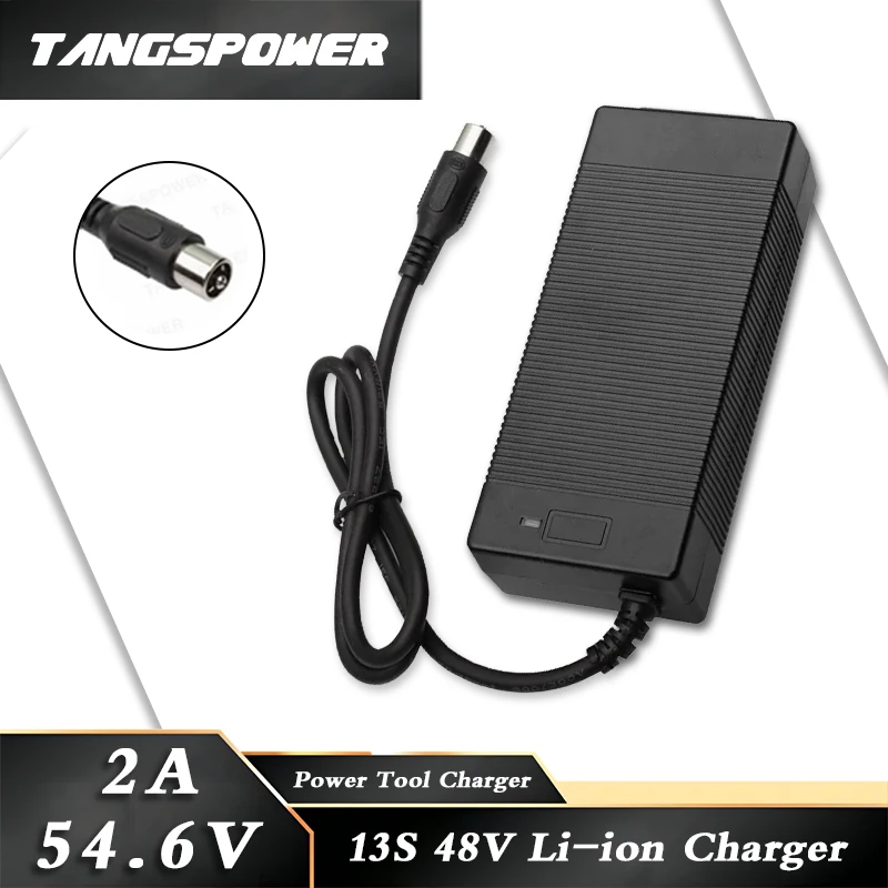 54.6V 2A Lithium Battery Charger 13S 48V 2A Charger li-ion Battery Pack Charger Fast Charging DC 10MM RCA Power Tool Charger