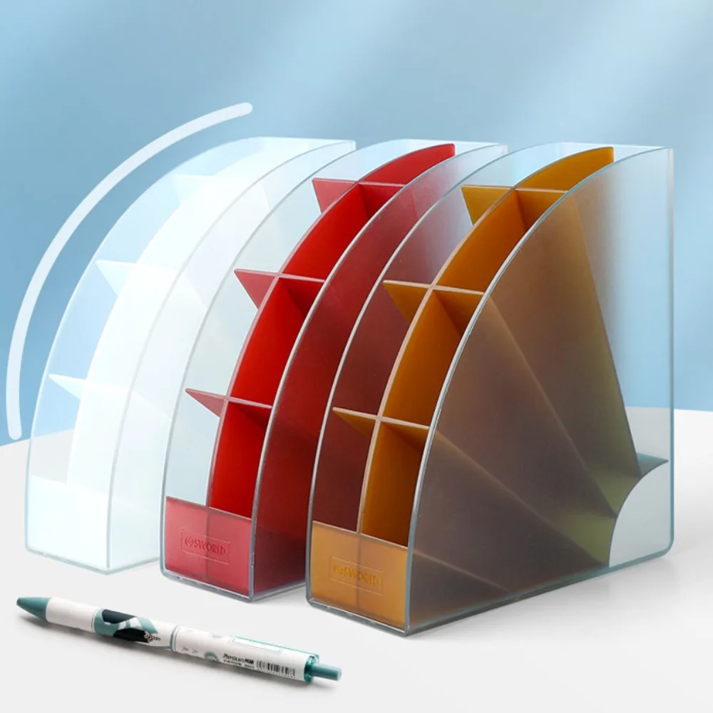 

Slant Insertion 8 Grid Pen Storage Box Sector Large Capacity 8 Grid Pen Holder Simple Storage Stationery Organizer Student