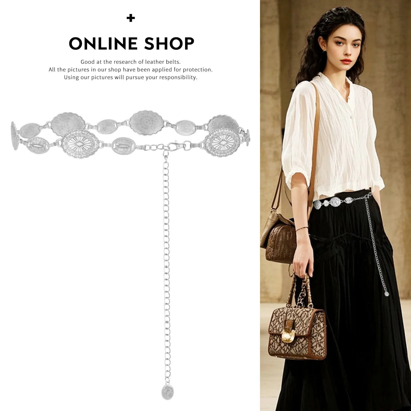 Bohemian Gold Chain Waist Chain Women's Decorative Belt Fashionable Vintage Style Suitable for Skirts And Pants New Model