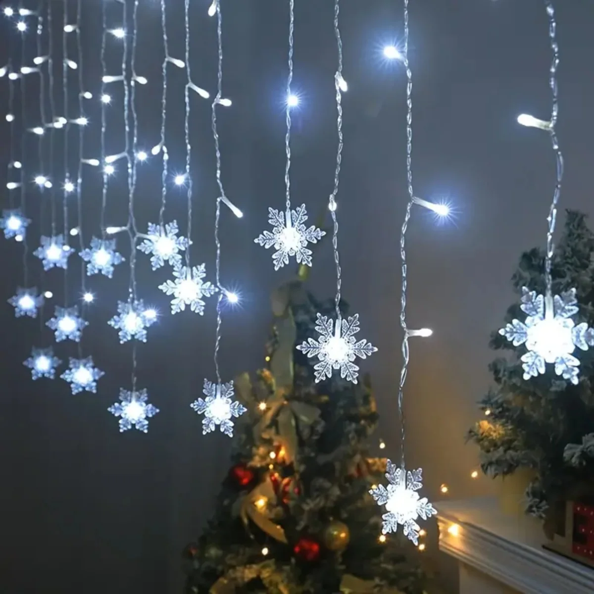 1 قطعة 96LED ندفة الثلج الستار Lightst USB بالطاقة 8 طرق الجنية أضواء مثالية للحزب عطلة عيد الميلاد عيد ميلاد الزفاف ديكور