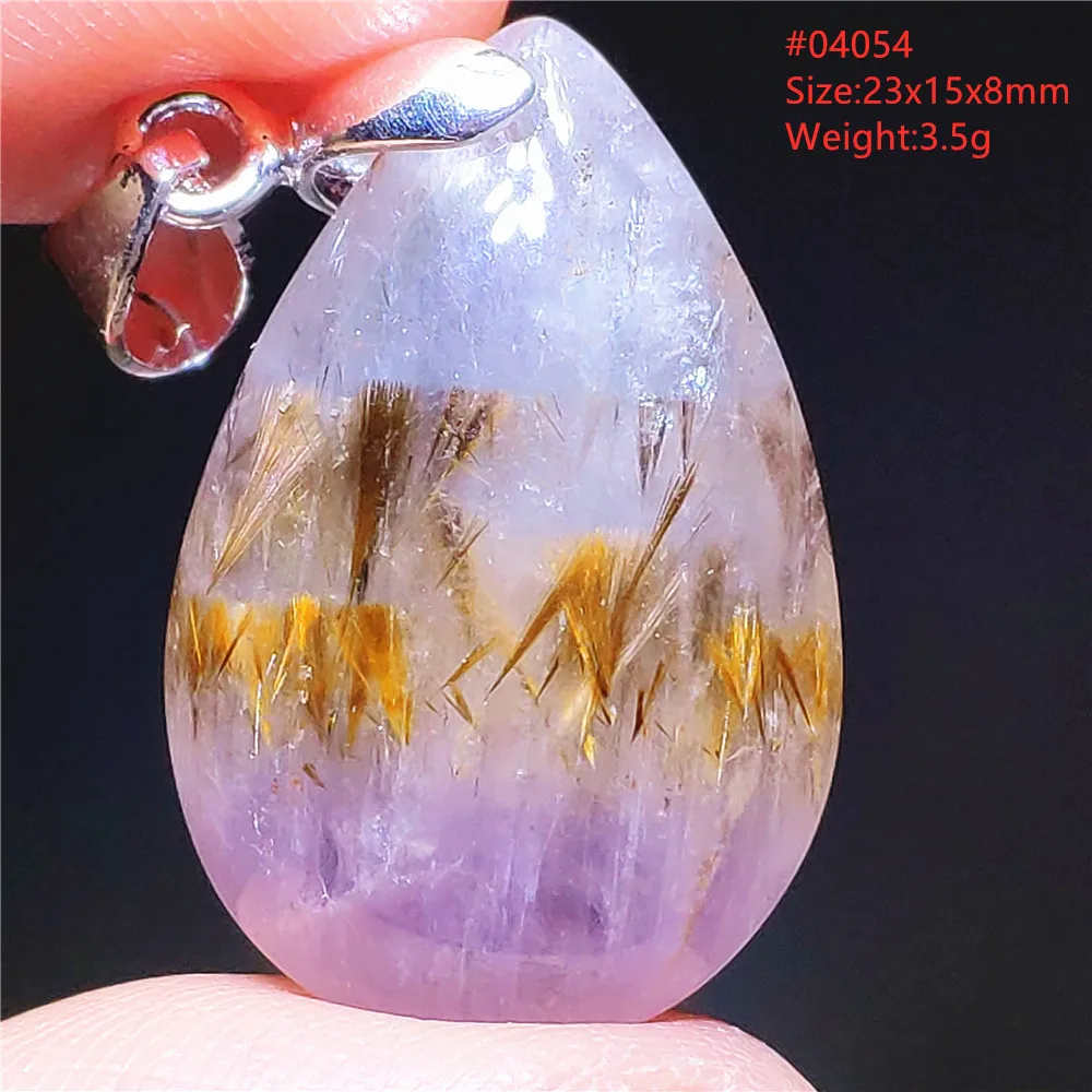 Natural Cacoxenite Purple Gold Rutilated Bead Pendant Gemstone Necklace Water Drop Gemstone Auralite 23 Canada Jewelry AAAAAA