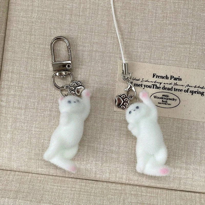 حساسة لطيف القط رئيس حقيبة سحر المفاتيح الفضة نجمة سلسلة الحب أرنب رئيس ظهره هاتف محمول قلادة اكسسوارات هدية