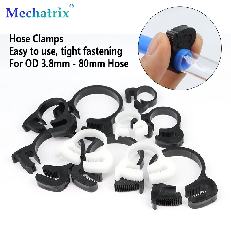 10Pcs Plastic Hose Clamps 3.8mm ~ 80mm Easy to Use Water Pipe Strong Clip Spring Cramps Fuel Air Tube Fitting Fastening Buckles