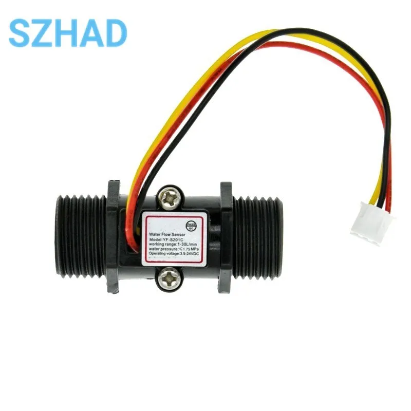 Transparent Black Flow Meter YF-201C Water Flow Sensor Turbine Flow Meter 4 Points Flow Sensor