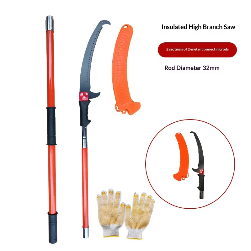 Pruning Saw Thickened 32mm Insulated Pole Garden Hand Tool Double Hook Saw Sharp Edge Tree Pruning Outdoor High-Altitude Work 6