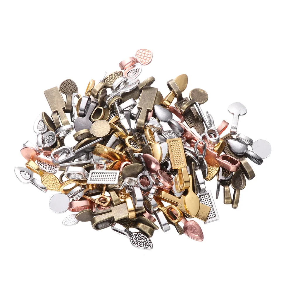 240Pcs Zinc Alloy Shovel Pendant Trays Glue on Bails for DIY Jewelry Making Accessories Photo Cameo Resin Hanging Charms