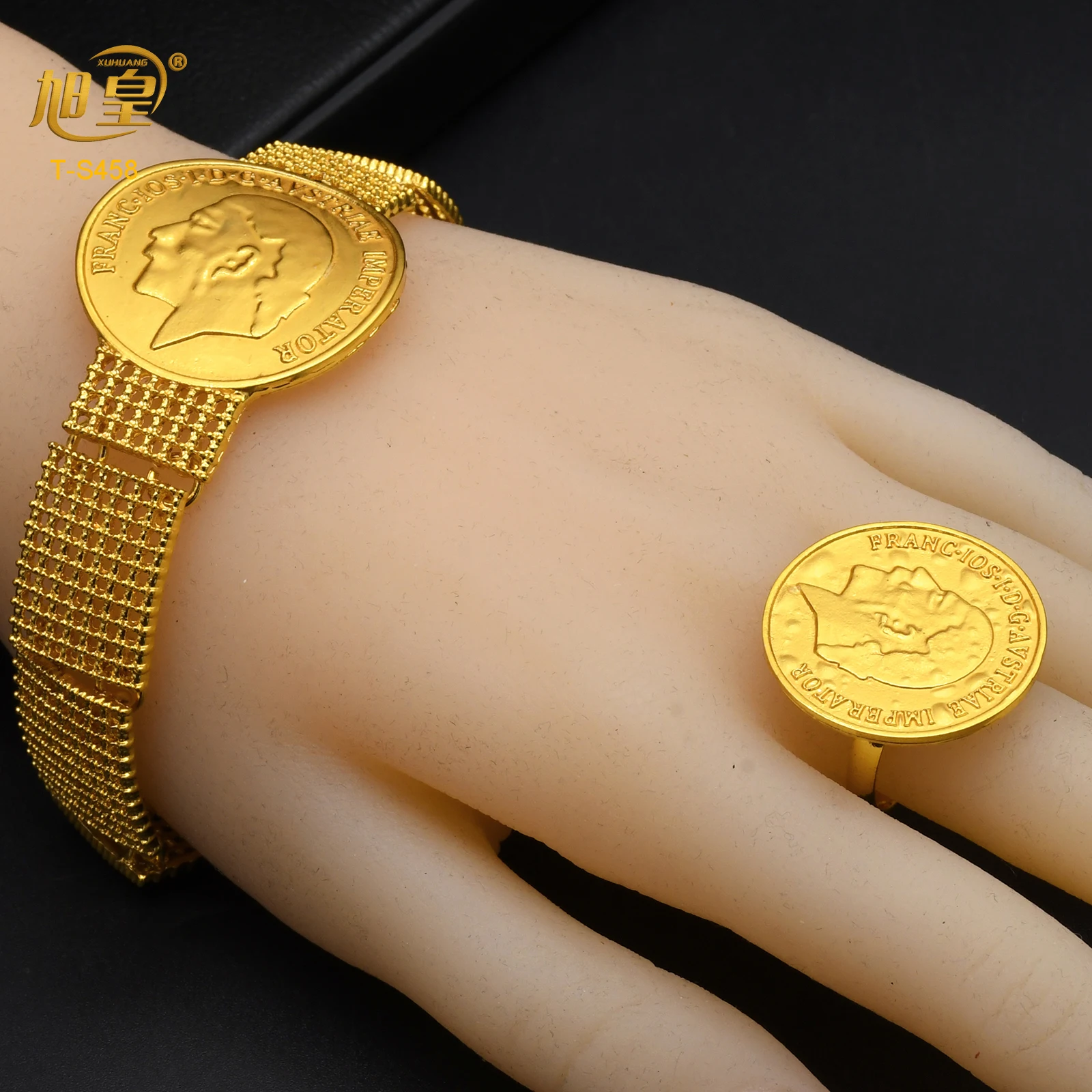 African 24K Gold Color Coins Necklace Bracelet Sets For Women Dubai Luxury Choker Designed For Women Wedding Party Jewelry Gift