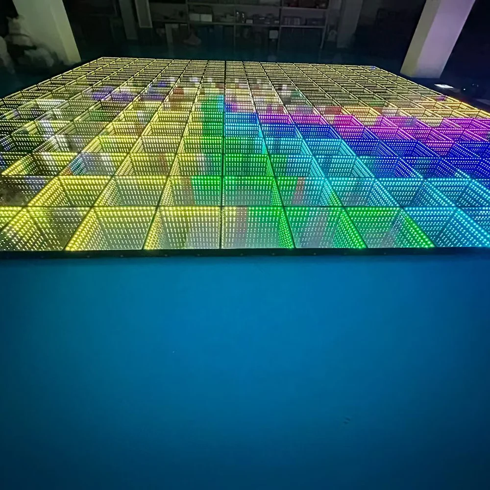 DMX Magnetic Connection 3D Led Abyss Dance Floor Mirror Disco Infinity Dance Floor for Stage Platform Wedding Party Rental