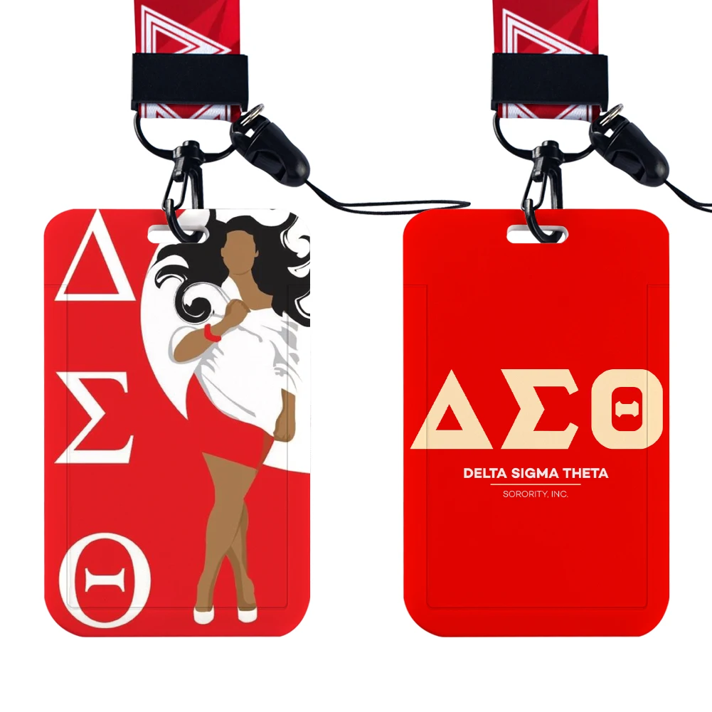 Delta Sigma Theta Sorority Women Plastic Card Holders Keychain Work Card Bus Access Card Holder PVC Keychains for Sale