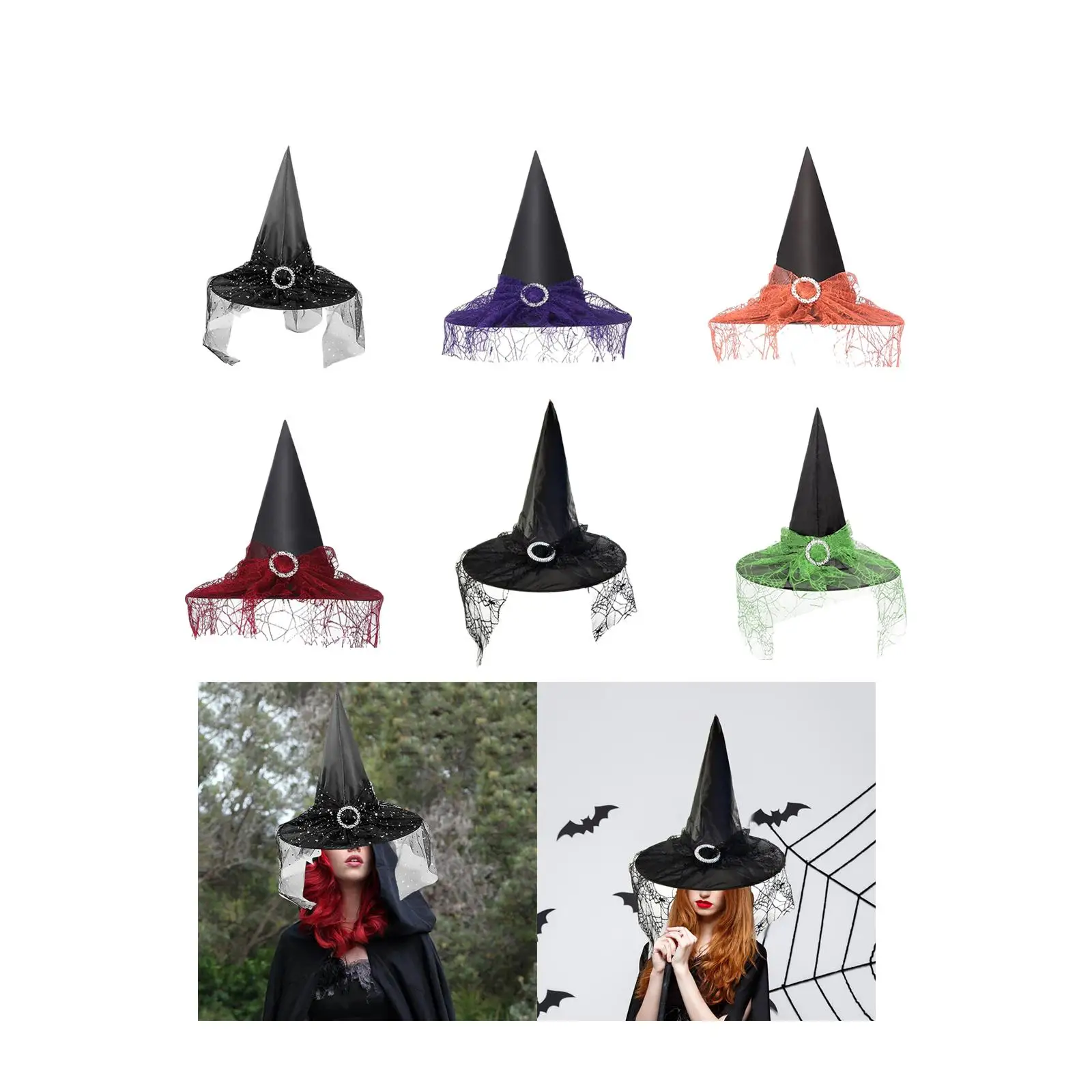 Chapéu de bruxa de Halloween Chapéu de feiticeira Capacete Acessórios de fantasia Chapéu de feiticeiro