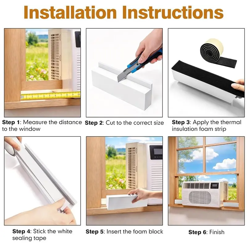 ABKW-Insulation AC Side Foam Panels(2PCS) For U-Shaped Window Air Conditioners- Includes Sealing Tape And Foam Strips