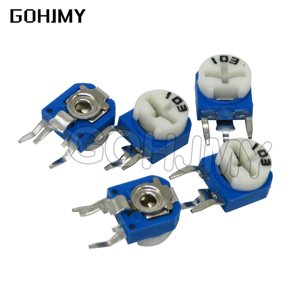 20PCS RM063 Trimmer Potentiometer Adjustable Resistor 500R 1K 5K 10K 20K 50K 100K 200K 500K 1M RM-063 Variable Resistors