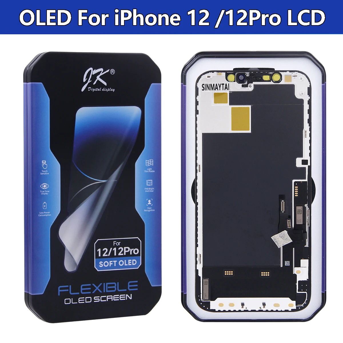 JK OLED / Incell Display für iPhone 12 / 12 Pro mit 3D Touch Screen Digitizer Ersatz für A2403 A2172 A2402 A2404 LCD