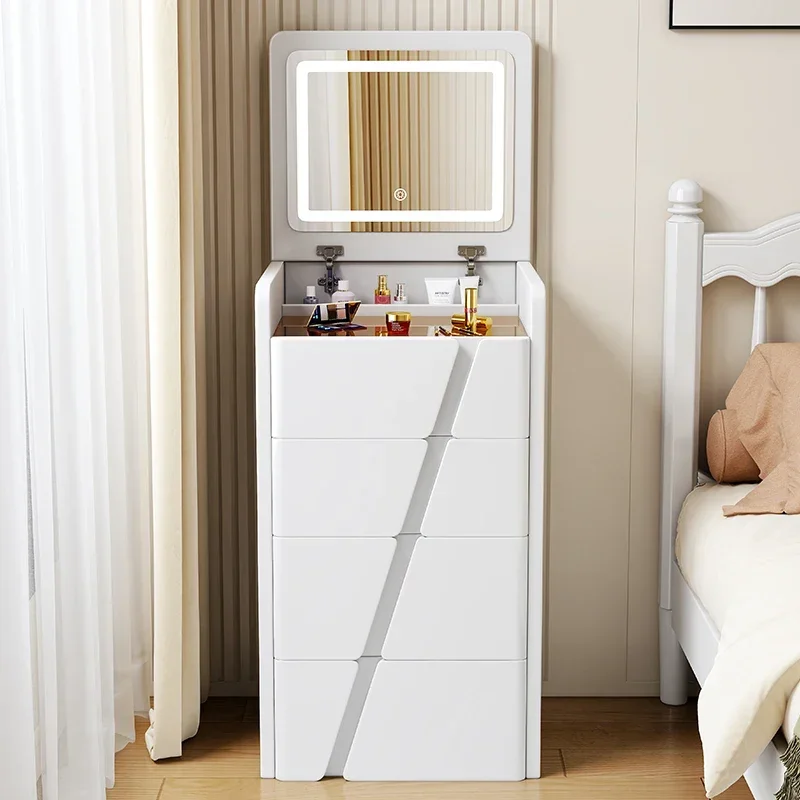 Modern Bedroom Makeup Table White Cabinet Led Mirror Storage Vanity Set Modern Drawer  Nordic Furniture