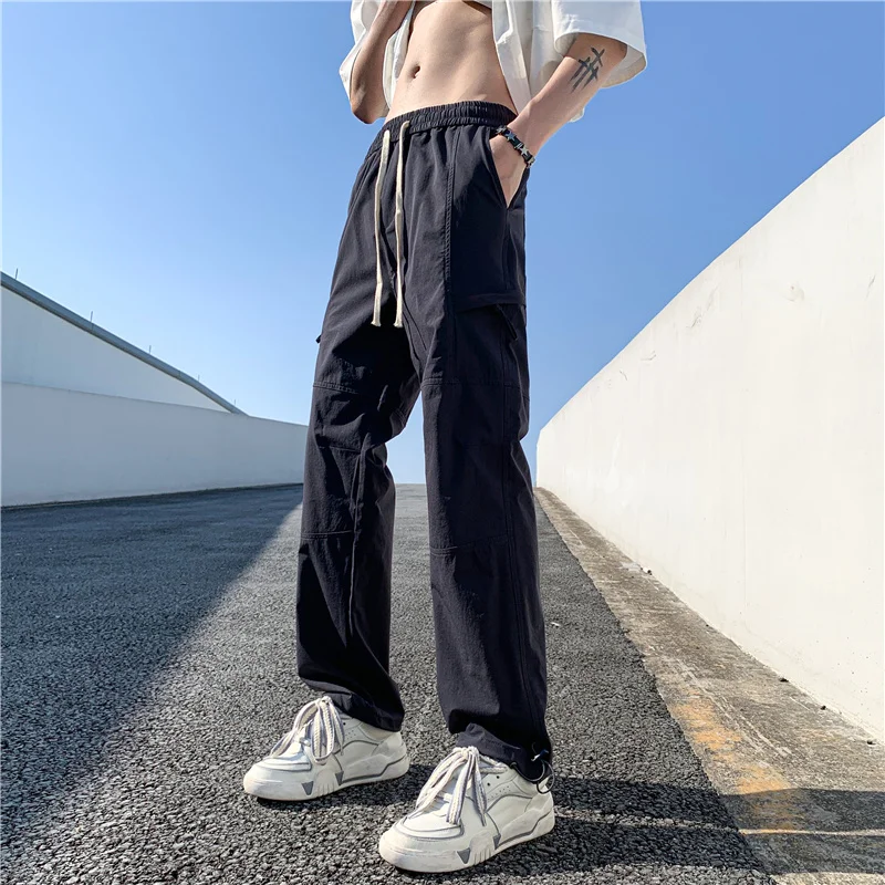 

Мужские рабочие брюки Street Sle, прямые, свободные, широкие, спортивные, повседневные, длинные, модные, в стиле Гонконг, для отдыха