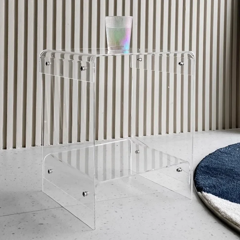 Acrylic transparent edge few Internet celebrities simple bedroom bedside table Nordic coffee table sofa few ins light luxury she image 3