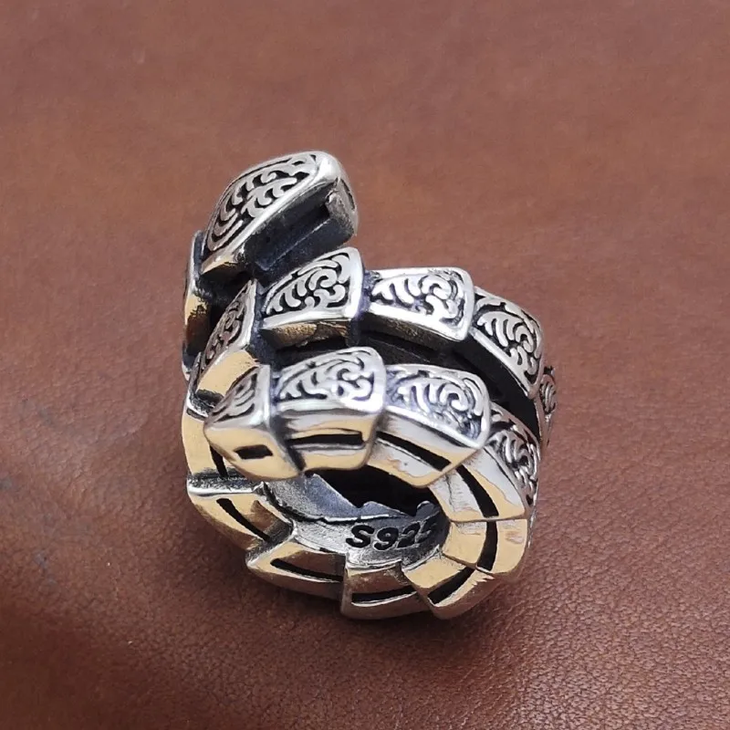 S925 Sterling Silver Charms Pendant for Men Women Eternal Rattan Pattern Divine Snake Amulet New Fashion Punk Jewelry Wholesale