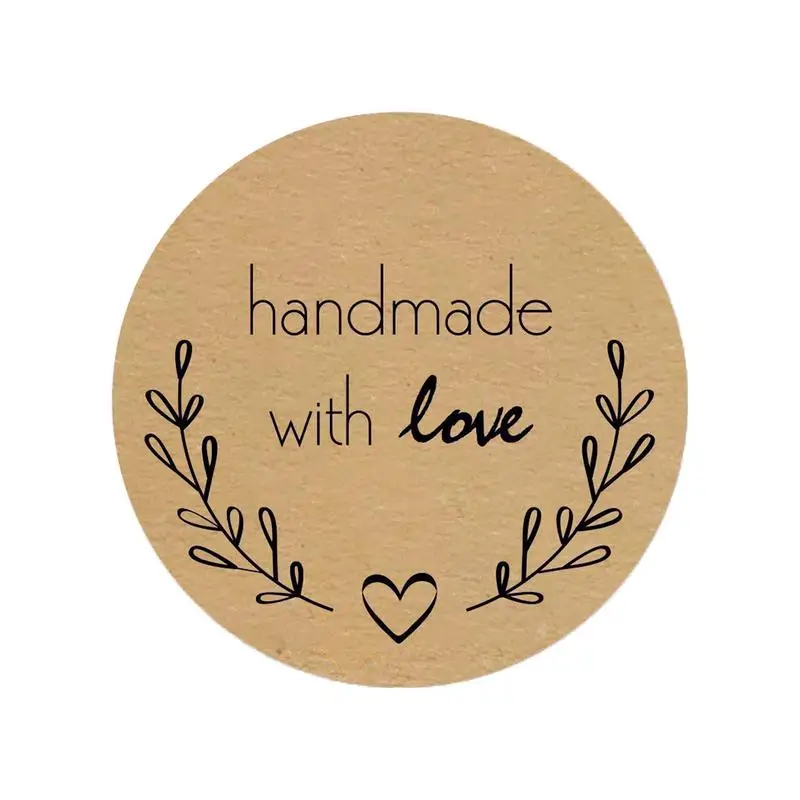 Pcs 25cm Round Adhesive Scrapbooking Handmade With Love Seal Romantic Christmas Olive Branch Paper Round Label Stickers