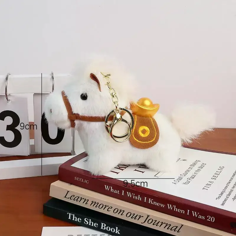 Het jaar van paard mascotte sleutelhanger Chinees Nieuwjaar 2026 hanger schattige cartoon pluche pony sleutelhanger lente festival feestartikelen